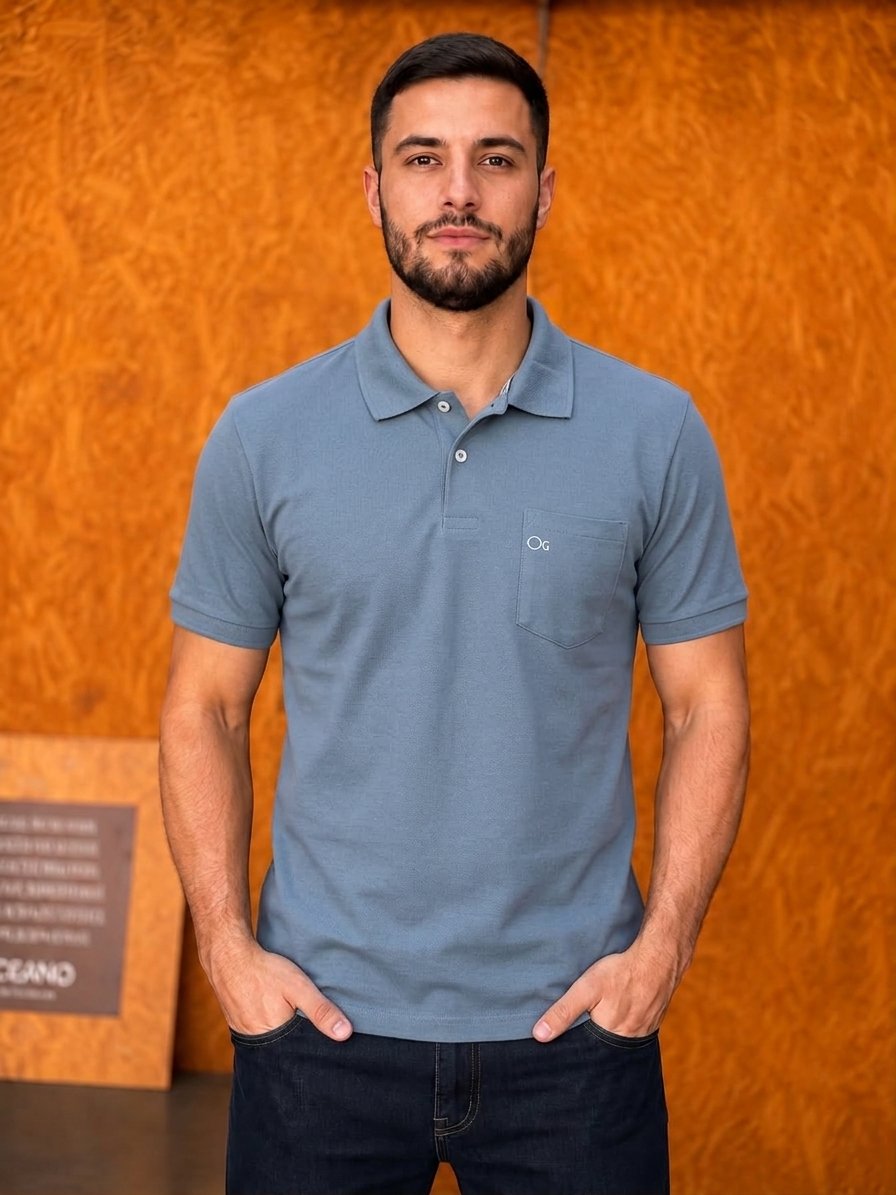 Camisa Gola Polo Ogochi - Azul Petróleo