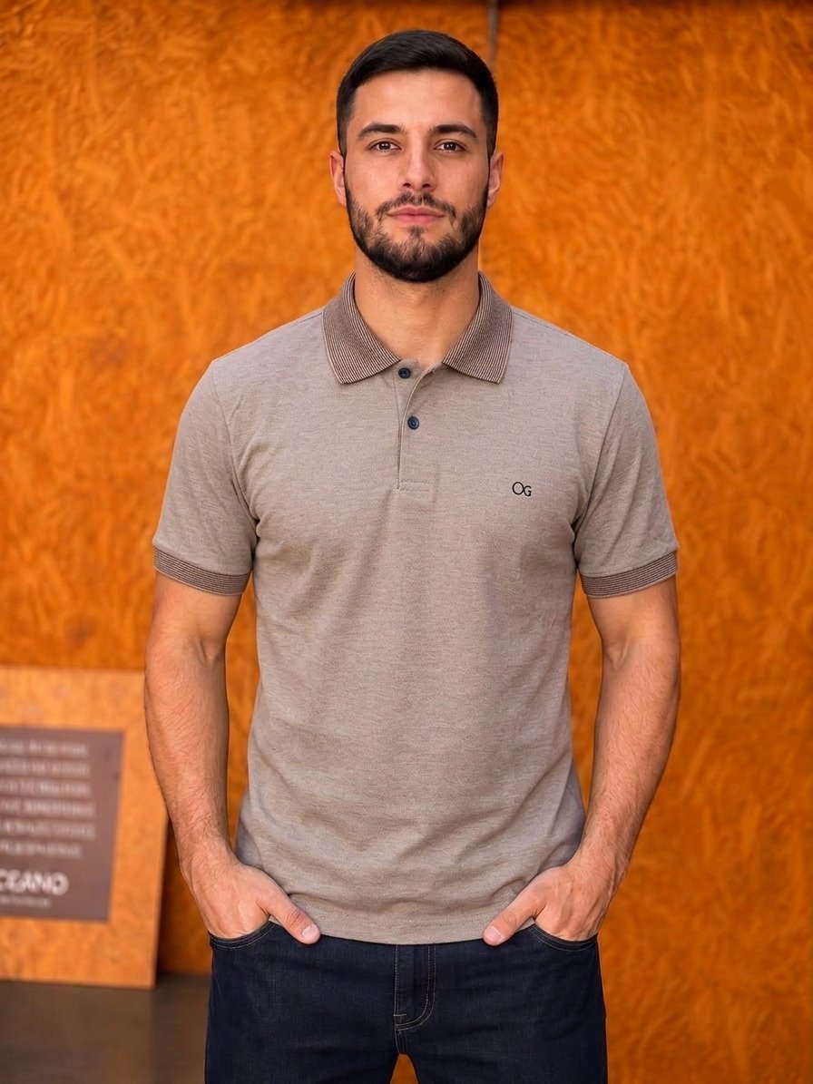 Camisa Gola Polo Ogochi - Marrom
