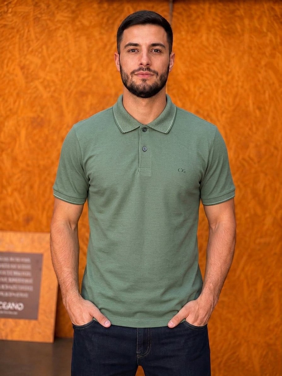 Camisa Gola Polo Ogochi - Verde Oliva
