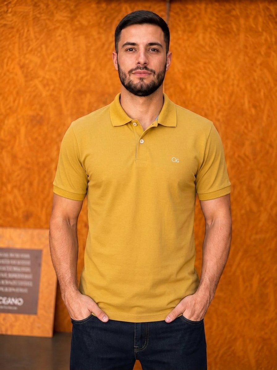 Camisa Gola Polo Ogochi - Amarelo Escuro